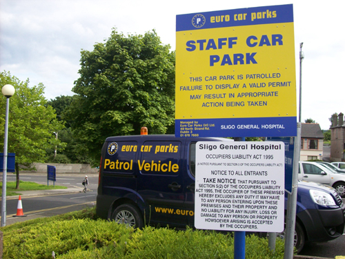 Parking at Sligo Regional Hospital, including staff parking is controlled by Euro Car Parks. Photo:SligoToday.ie